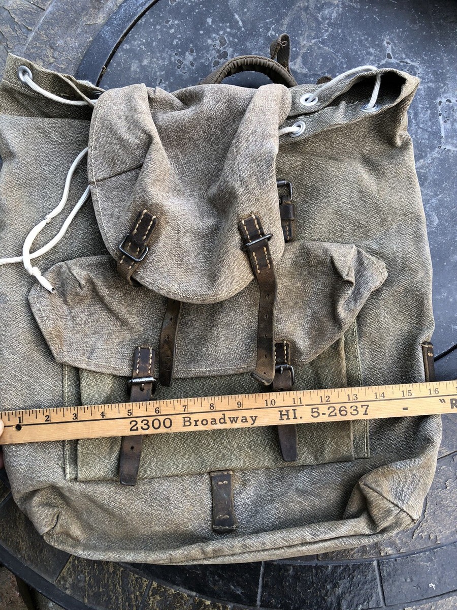Vintage Swiss Army Military Backpack Rucksack 1954 Canvas Salt Pepper eBay