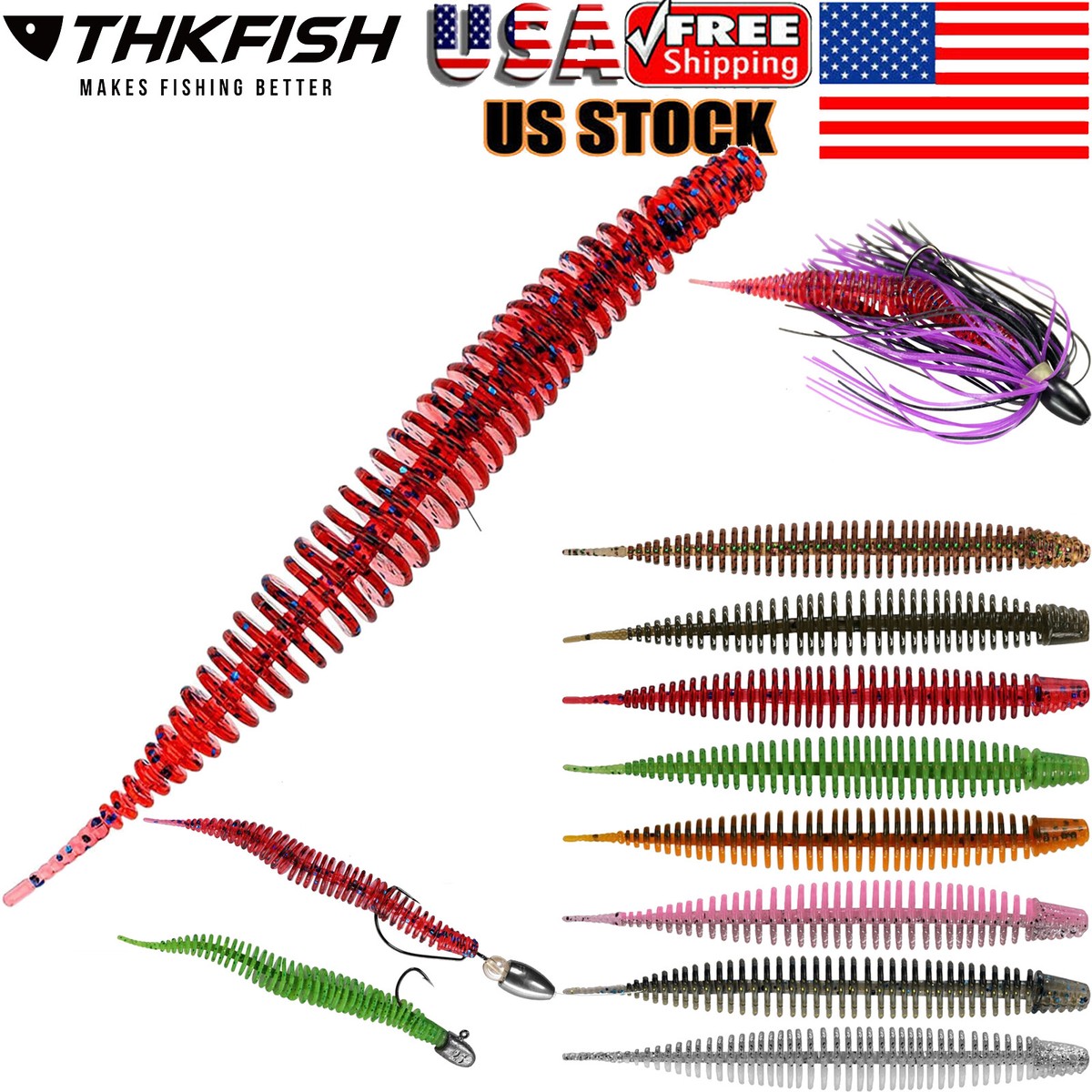 Esche Soft Worm Galleggianti 6 Pollici - 10 Pezzi Profumati - Double Catch Fishing - Bass, Walleye