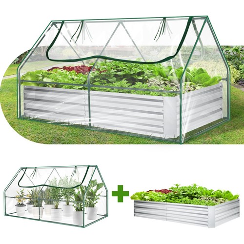 6x3x1ft Galvanized Raised Garden Bed kit Garden Planter Box Outdoors with Cover - Picture 11 of 32