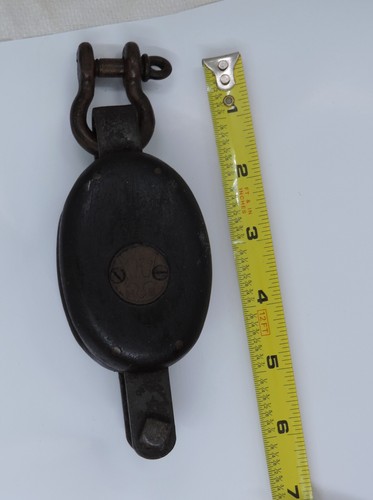 MERRIMAN VINTAGE SINGLE BLOCK 2" BRONZE SHEAVE W/ BRONZE SHACKLE and BECKET - Bild 3 von 6