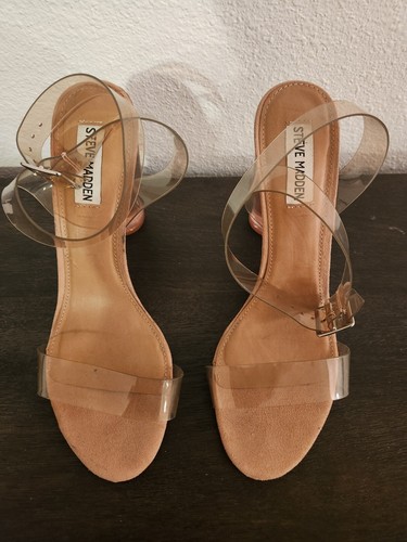 Steve Madden Clear Ankle Strap Heels SZ 9.5 💕 GORGEOUS - Picture 2 of 7