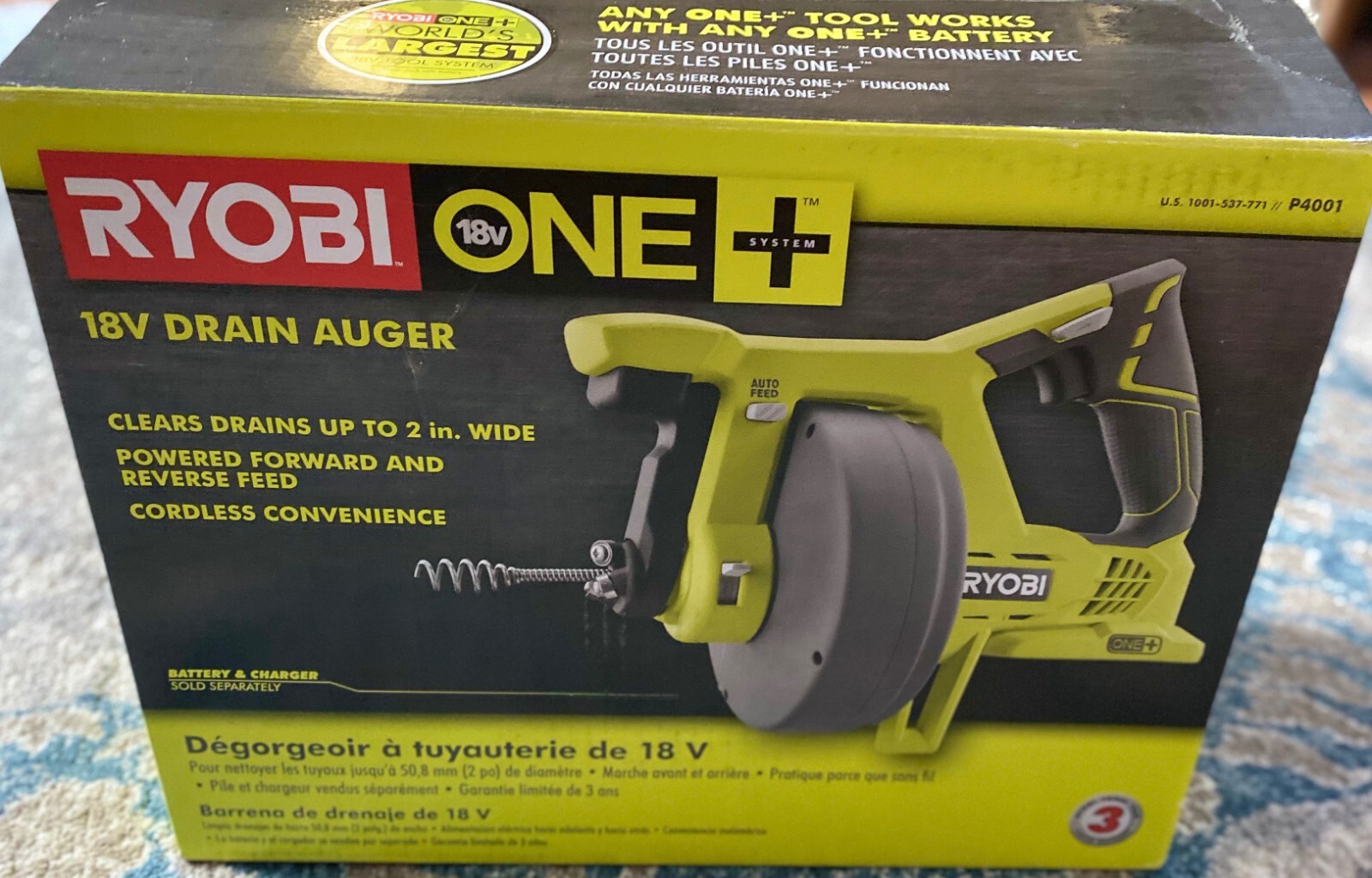 Ryobi drain snake auger, 18v one plus, never used eBay