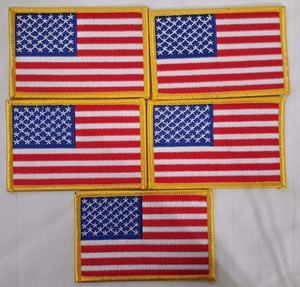 Us American Flag 3 5x 2 25 Gold Border Patch Quality Made In Usa New Image Is Loading Us American Flag 3 5x 2 25 034