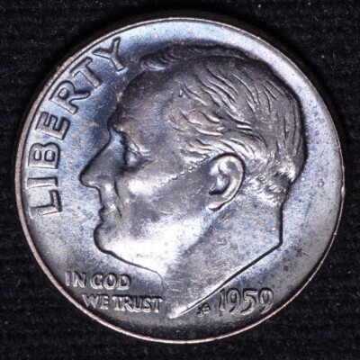 1959 Roosevelt Silver Dime CHOICE BU Nice Color FREE SHIPPING E796 KL