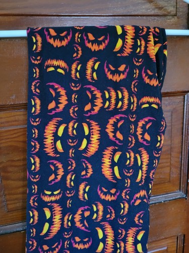 NUOVI LULAROE Leggings Donna TC Alto Curvy Nero Rosso Arancione Jack O Lantern - Foto 2 di 3