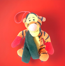 Vtg Disney Tigger 4" Plush Christmas Cheer Ornament 2002 Bell Scarf Hanger Pooh