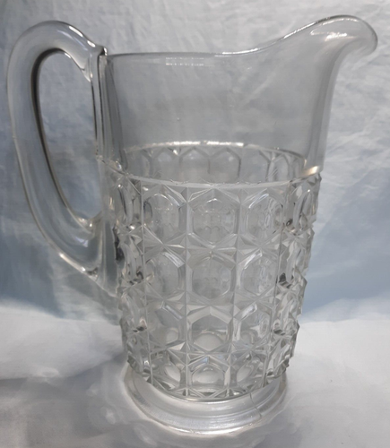 Antique American Glass Molded Water Lemonade Pitcher Jug Hobnail 1930s 8" h. 6"d - Picture 2 of 8