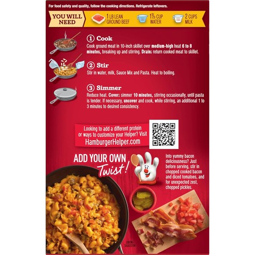Hamburger Helper Double Cheeseburger Macaroni, 6.0 Ounces, 12 per Case. - Picture 3 of 6