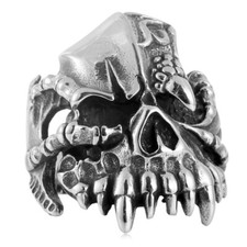 Vintage Alien Skull Head Mask Ring Stainless Steel Gothic Men's Ring Size 7-13