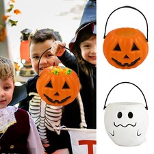 1pc Halloween Candy Bucket Pumpkin/Ghost Trick or Treat Candy Bucket with Handle