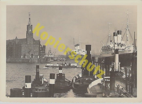 Hamburg AK Hafen Kehrwiederspitze Dampfer Schiff Foto Hartz Freigabe RLM um 1930