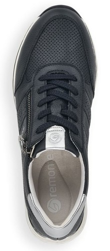 Remonte Damen Echtleder Sneaker blau kombi, Reißverschluss + Schnürung - Bild 6 von 10