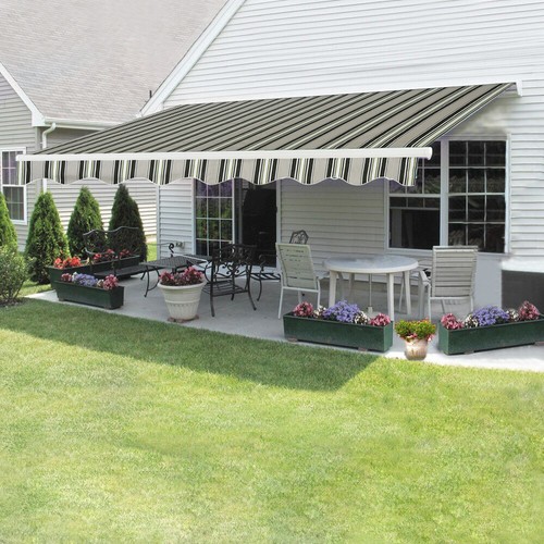Patio DIY Retractable Manual Outdoor Garden Awning Canopy Sun Shade Shelter - Picture 67 of 87