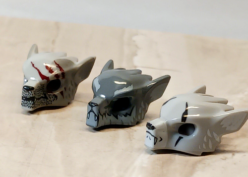 New LEGO Wolf Face Mask Set Lot of 3 Battle Scars Old Wise Long in the Tooth - Picture 2 of 2