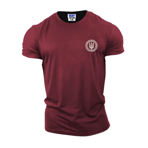 T-shirt uomo ricamata cerchio ucraino ucraino ucraina grafica tridente sarcastica - Foto 5 di 11