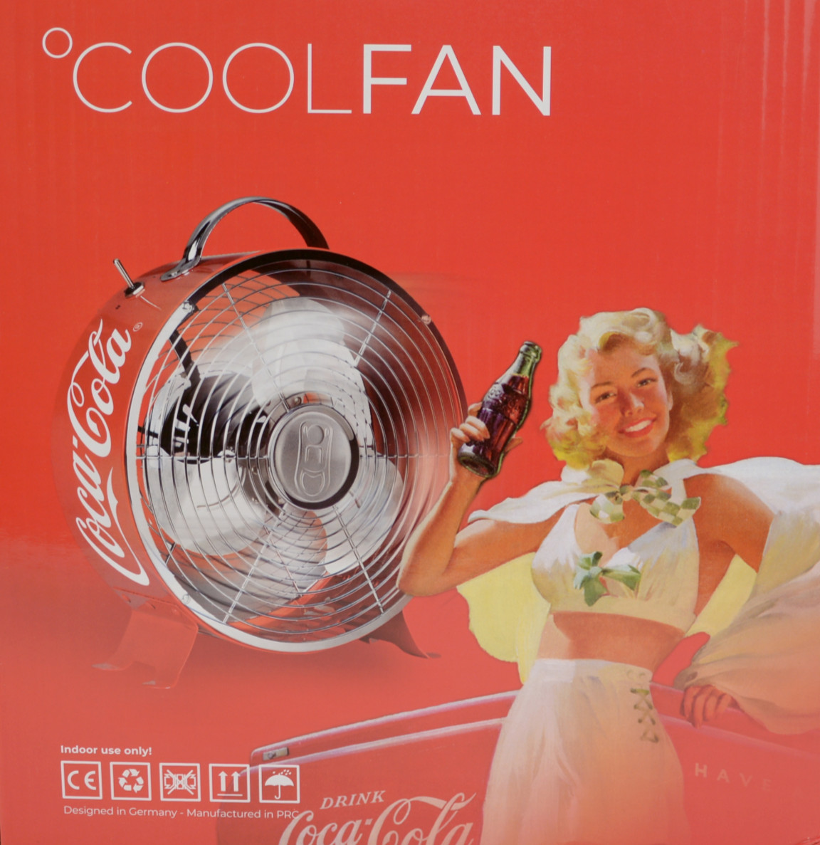 Cubo Coolfan Coca Cola Ventilador Vintage 26CM Diámetro Rojo Nuevo Emb. Orig.