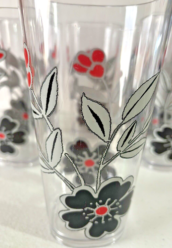 Corelle Coordinates Mandarin plastic glasses set of 8 black/red/gray 6.25" tall - Picture 4 of 4