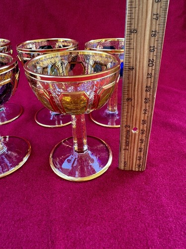 6 Steiner & Vogel Moser Stil Tafelschliff Champagner Coupés Cabochon 24K Gold 4" - Bild 22 von 24