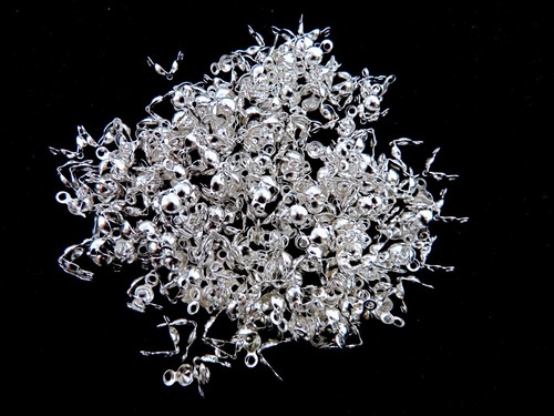 250 Pcs - 8mm Silver Plated Calottes Necklace End Tip Craft Finding Craft H19 - Picture 2 of 3