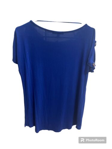 Cable & Gauge Womens Royal Blue Short Sleeve Blouse Size Small petite - Picture 3 of 9