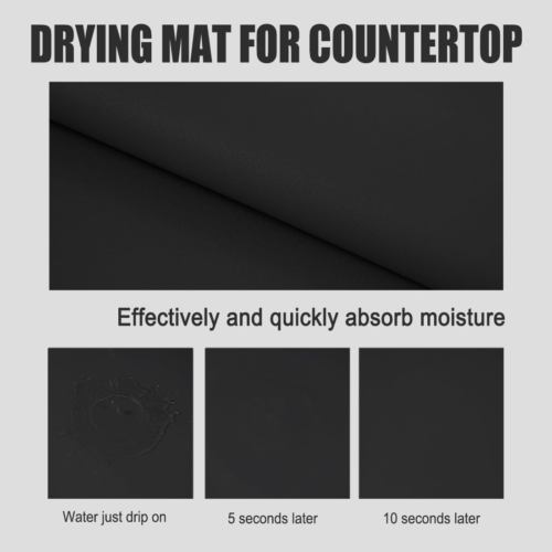 Coffee Mat,Rubber Backed Absorbent Dish Drying Mat for Kitchen, Ultra Water Abso - Picture 4 of 12