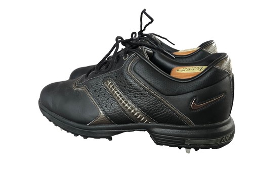 Nike Mens Air Tour Saddle Golf Shoes Black 418535-001 Lace Up Leather 7.5 - Picture 2 of 9