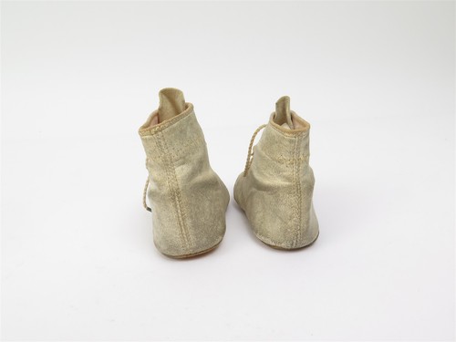 Antique Leather Hand Crafted Baby Shoes White Leather - Picture 4 of 6
