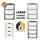 LARGE 2 3 & 4 PLASTIC RATTAN DRAWERS TOWER UNIT CHEST DRAWER SCHOOL OFFICE HOME