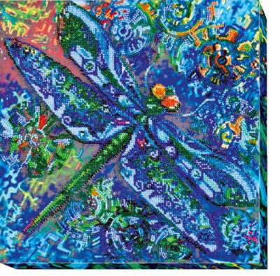 Bead embroidery kit Turquoise needlework kit Art canvas beadwork pattern