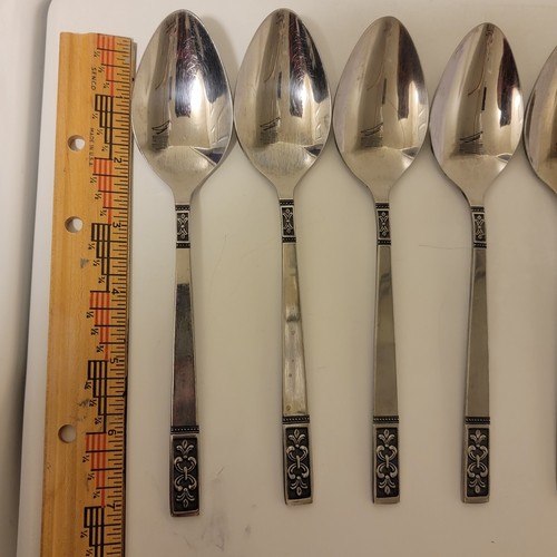 VTG Imperial International Cortina IIC Floral Flatware Stainless 8 Table Spoons - Picture 2 of 6