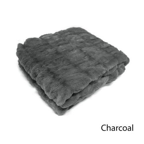 Harper Soft Ruched Pattern Faux Fur Throw Rug 127 x 152 cm - Picture 11 of 14