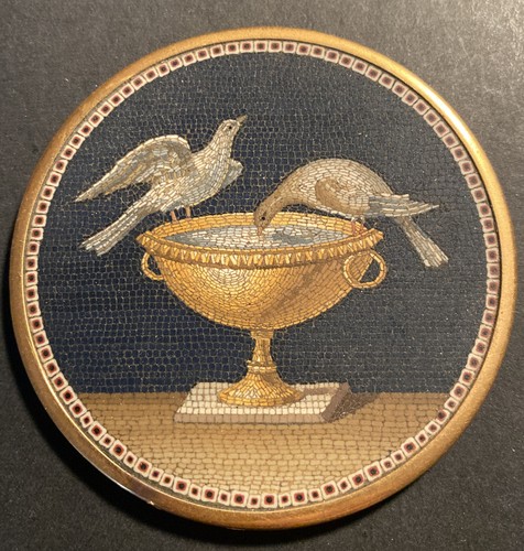 Finest Museum Quality Antique 2.5" Micromosaic Plaque With Box - Picture 3 of 8