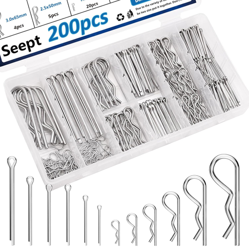 304 Stainless Steel Cotter Pins Assortment Kit - 200 Pcs for Hitch Pin Lock - Picture 12 of 12
