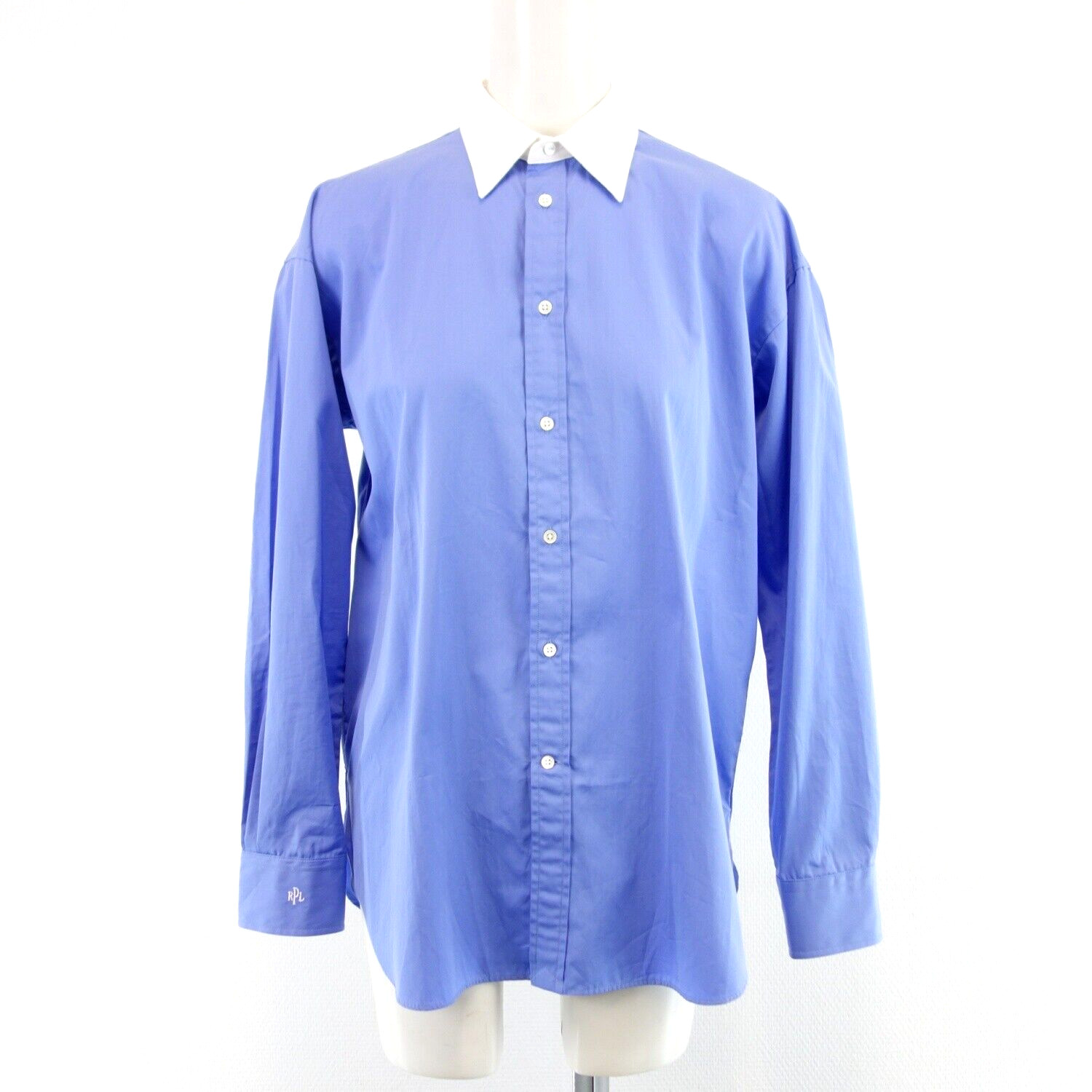 Блузка RALPH LAUREN Polo Damen Hemd Blau Weißer Kragen (6) 36, подходит для бойфренда.