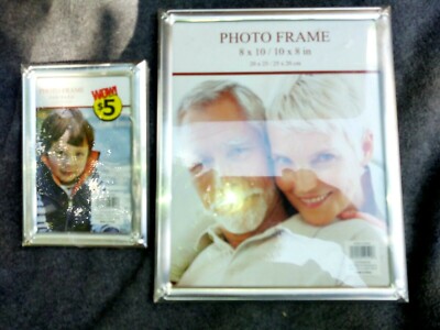 Lot Of 2 Silver Finish Photo/Picture Frames 4 X 6 & * X 10 New In Pkg's