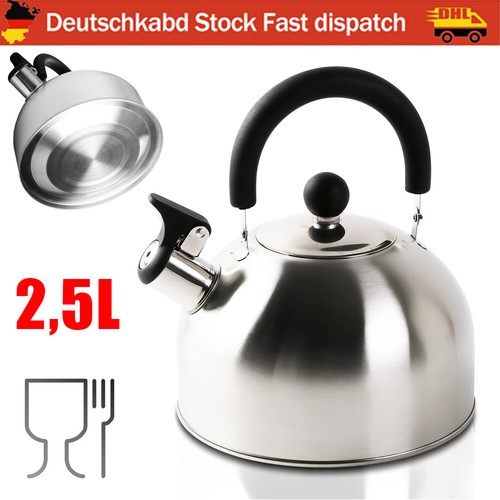 Pfeifkessel Flötenkessel Edelstahl 2,5L Wasser Tee Kocher Herd Wasserkessel DHL - Bild 11 von 17