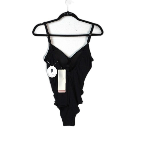 NWT Gottex Lattice Black V-Neck One Piece Swimsuit Sz 8 Timeless Swim Beach - Picture 3 of 8