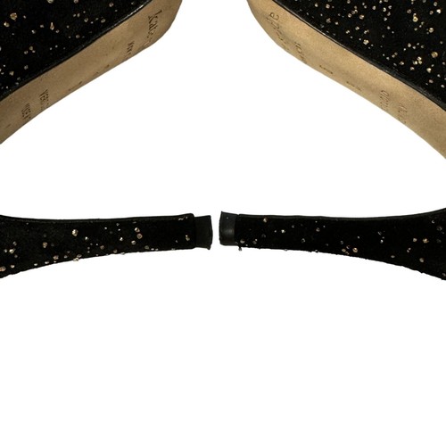 Kate Spade Lakritz-Pumps Damen 6 B schwarz gold gefleckter Wildleder spitzer Absatz Italien - Bild 13 von 15