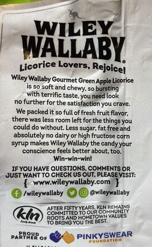 Wiley Wallaby Candy Green Apple Flavored Soft & Chewy 4 oz LOT 2 Licorice Style - Picture 7 of 8