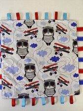 Baby Taggy Blanket Aeroplane Teddy Baby Comforter Handmade Boys Sensory Toy