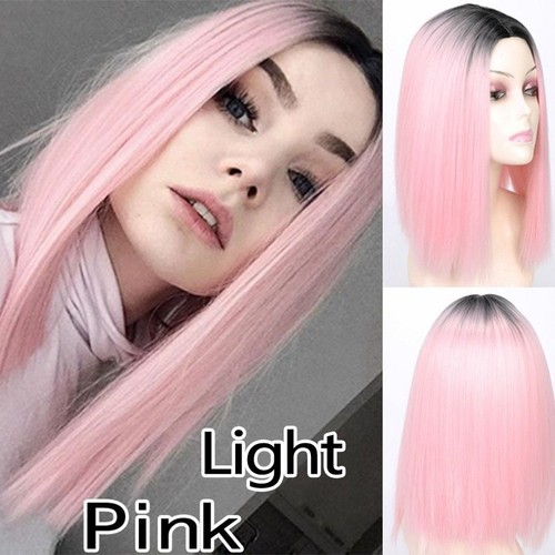 Straight Short Hair Ombre Bob Wig Side Part Synthetic Wigs for Women Cosplay Wig - Picture 4 of 26