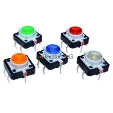 5PCS 12X12X7.3 Tactile Push Button Switch Momentary Tact LED 5 Color