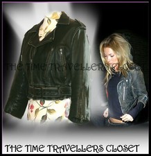 New Topshop Kate Moss Iconic Rare Crop Green Aged Leather Biker Jacket Uk 12 40