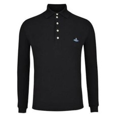 VIVIENNE WESTWOOD LONG SLEEVED BLACK POLO SHIRT SIZE L / FAULTY