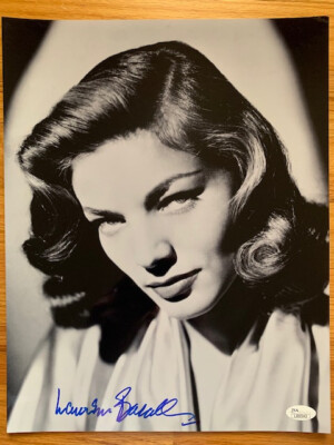 LAUREN BACALL HAND SIGNED OVERSIZED 11x14 PHOTO YOUNG+STUNNING ACTRESS ...