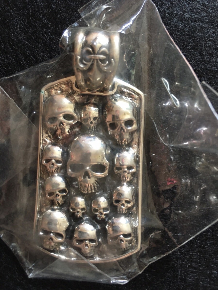 Affliction .925 Sterling Silver Clustered Skull Dog Tag | eBay