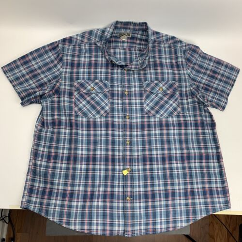 Camisa Duluth Trading Hombres 2XL Abotonada Manga Corta Cuadros Libre Swingin' Chambr