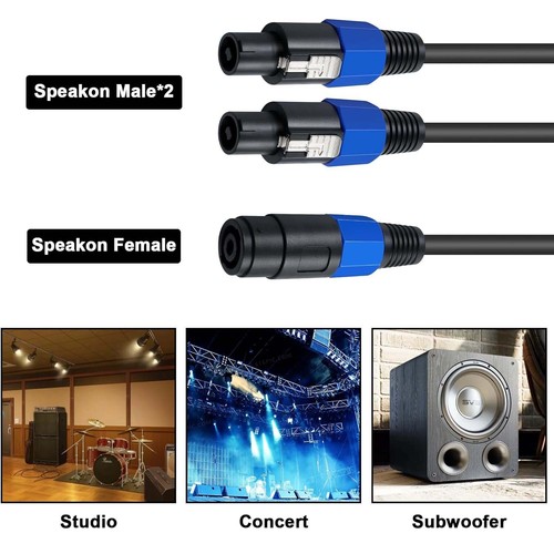 Speakon Female to 2 Male Speaker Break Out 22 AWG Cable Loudspeaker  Twist Lock - Picture 4 of 13