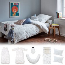 Cotonea Bio Satin Kinderbettwäsche Progr. Sternchen m. Nestchen Stillkissen etc.