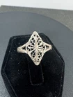 Sterling Silver Ring Band Heavy Tarnish Vintage Size 7 Filigree